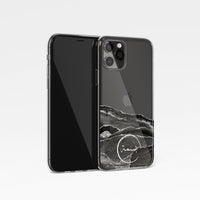 Agate with Personalised Name Clear Phone Case - Black