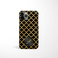 Moroccan Gold and Black Print with Personalised Arabic Name Phone Case