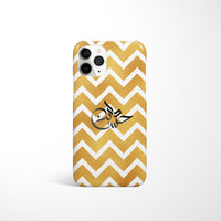 Gold and White Chevron with Personalised Arabic Name Phone