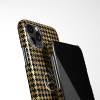 Houndstooth Print with Personalised Arabic Name Phone Case - Gold & Black