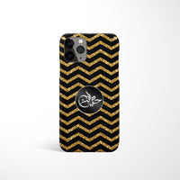 Chevron Print with Personalised Arabic Name Phone Case - Gold and Black