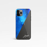 Blue Diagonal Geometric Personalised Name Phone Case