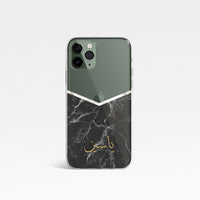 Black Marble with Personalised Arabic Name Clear Phone Case