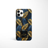 Gold and Blue Feather with Personalised Arabic Name Phone Case