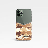 Camouflage V Shape With Personalised Name Clear Phone Case - Desert