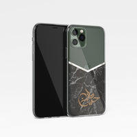 Black Marble with Personalised Arabic Name Clear Phone Case