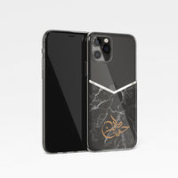 Black Marble with Personalised Arabic Name Clear Phone Case