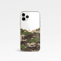 Camouflage V Shape With Personalised Name Clear Phone Case - Khaki