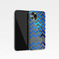 Blue Chevron Personalised Name Clear Phone Case